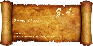 Zorn Alex névjegykártya